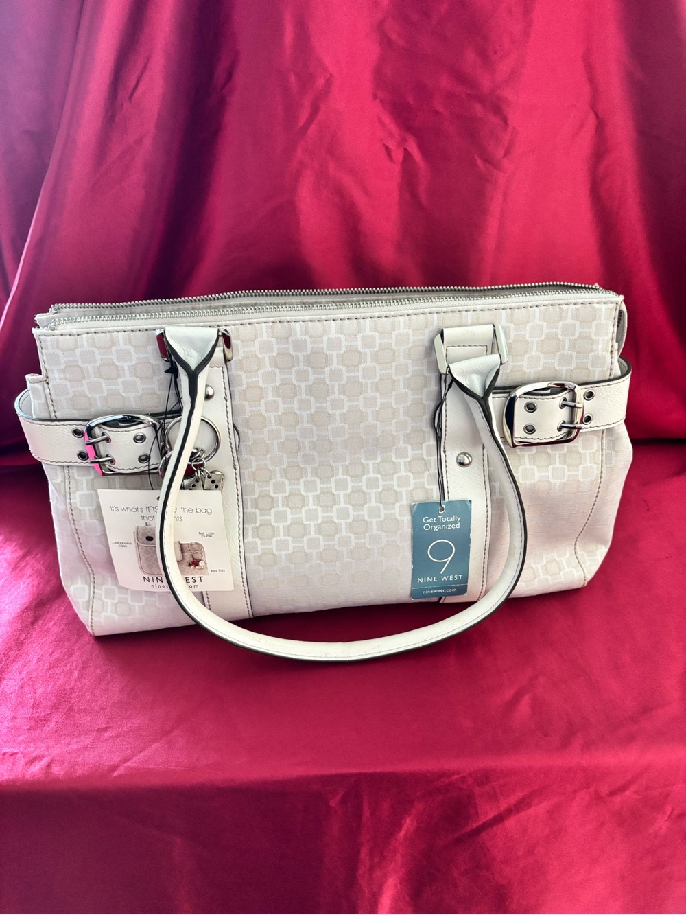 NWT Nine West Cream Patterned Tote and Y2K accessories